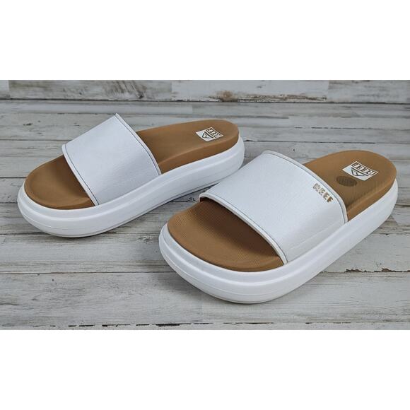 REEF Cushion Bondi Bay Cloud White Platform Slip On Slide Sandals Womens Size 9 - Picture 1 of 8